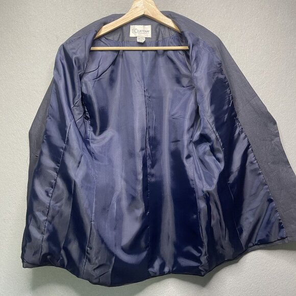 Vtg Courtenay Womens Navy Blue Linen Blazer Size 6 Single-Button Lightweight - Picture 3 of 6